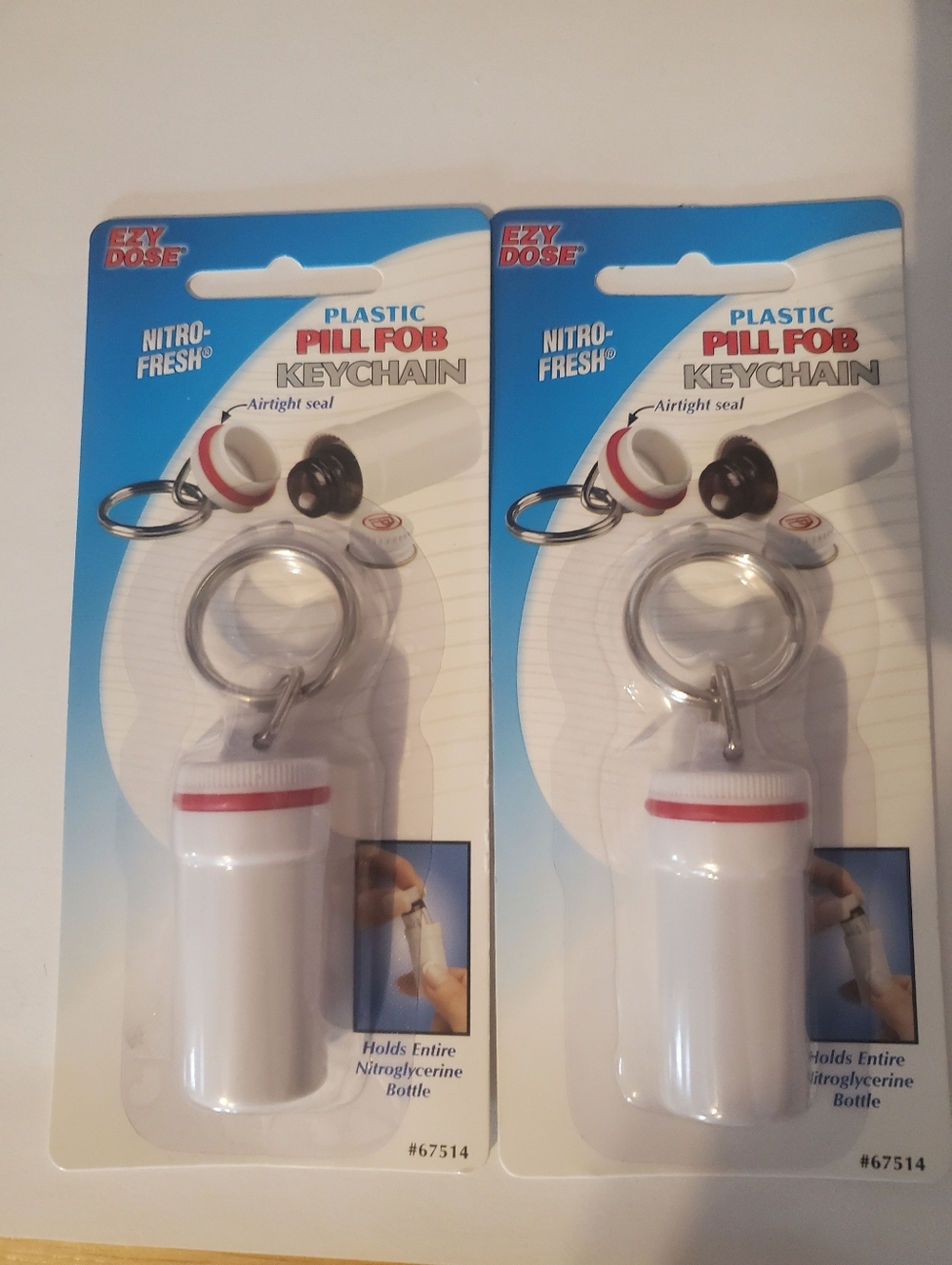 2 Ezy Dose Plastic Pill Holder Keychain